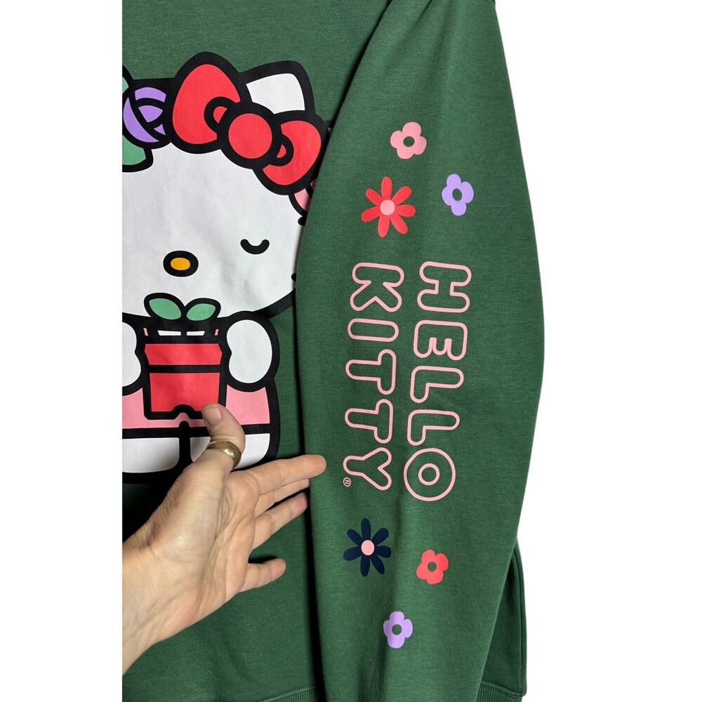 SANRIO HELLO KITTY Crew Sweatshirt NEW Green LS Graphic Size M - Picture 3 of 6